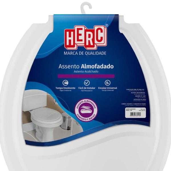 Imagem de Assento Sanitário Tampa Vaso Almofadado Universal Oval Prime - Herc