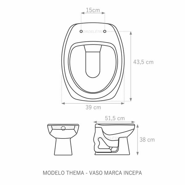 Imagem de Assento Sanitário Thema Cinza Platina (Claro) Tampa para Vaso Incepa de Madeira Laqueada - SB