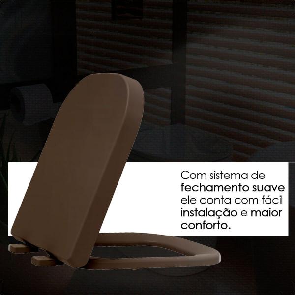 Assento sanitario tupan piano/quadra termofixo softclose marrom fosco 22 Imagem de Assento sanitario tupan piano/quadra termofixo softclose marrom fosco 22