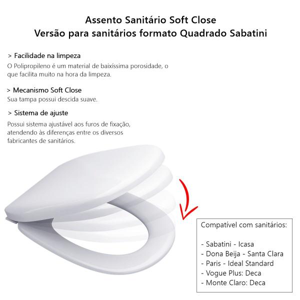 Imagem de Assento Sanitário Vaso Quadrado Sabatini Soft Close Civitt