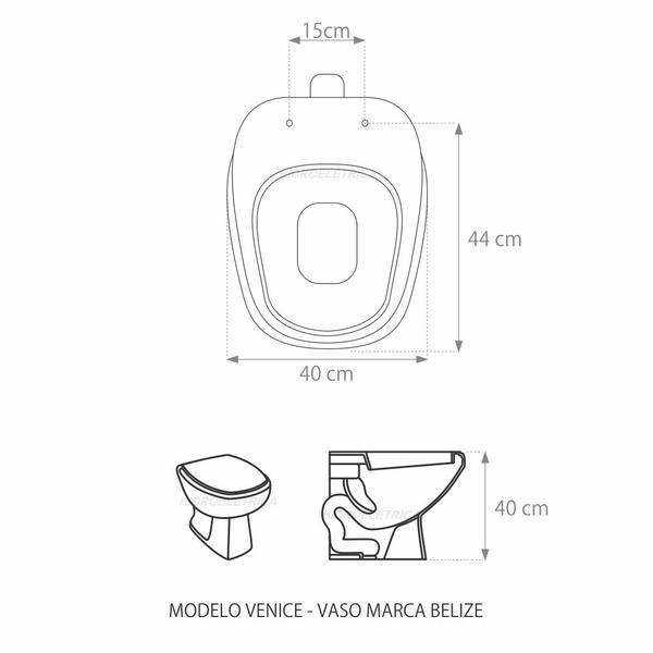 Imagem de Assento Sanitário Venice Bege Tampa para Vaso Belize Fechamento Suave