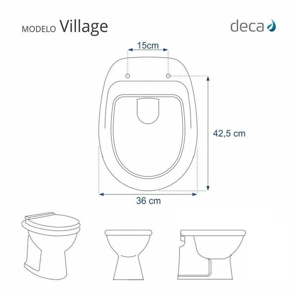 Assento Sanitário Village Branco para bacia Deca - Pontto Lavabo Imagem de Assento Sanitário Village Branco para bacia Deca