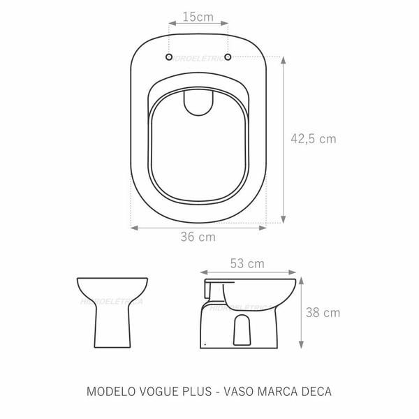 Imagem de Assento Sanitário Vogue Plus Branco Tampa para Vaso Deca em Madeira Laqueada