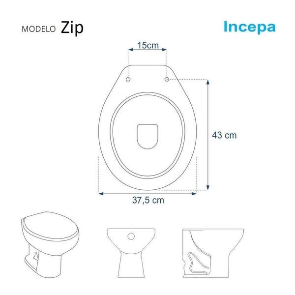 Imagem de Assento Sanitario Zip Branco Para Vaso Incepa