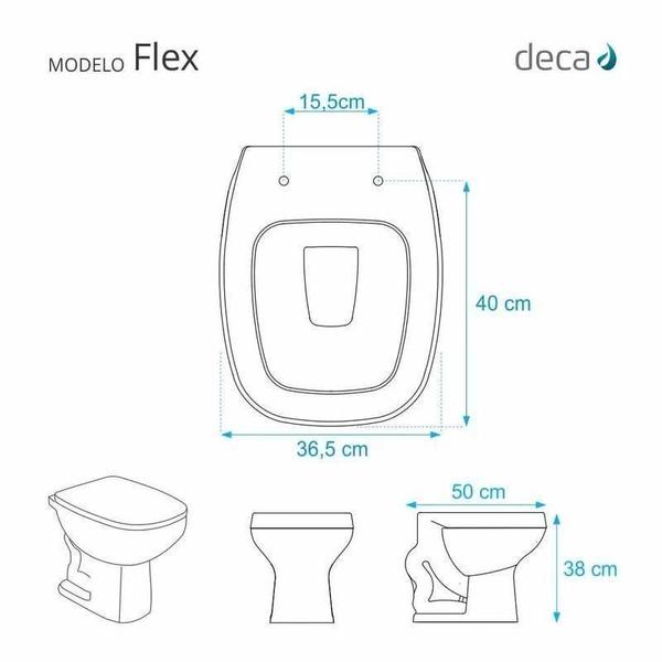 Imagem de Assento Tampa Sanitaria Flex Poliéster Branco Para Deca