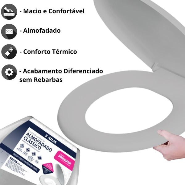 Imagem de Assento Vaso Oval Almofadado + Parafusos Assento Sanitário