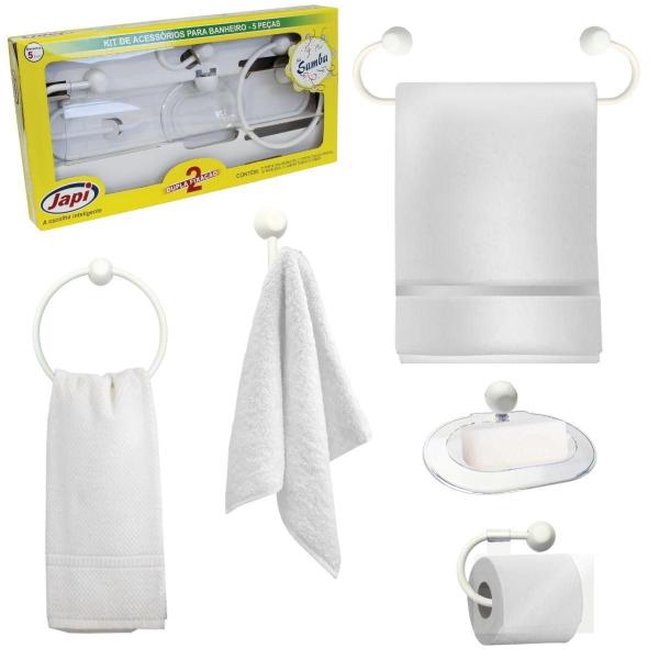 Imagem de Assento Vaso Sanitário Almofadado Branco + Kit Banheiro Bco