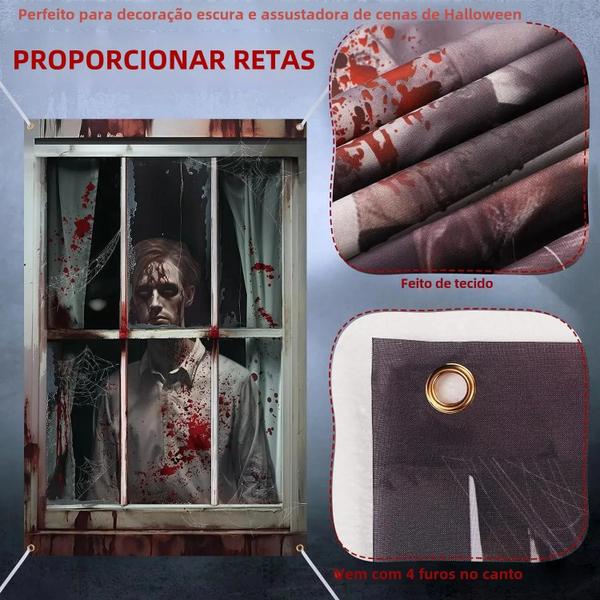 Imagem de Assustador Halloween Fantasma Crânio Janela Decorações Interior Festa Capa Banner Casa Assombrada