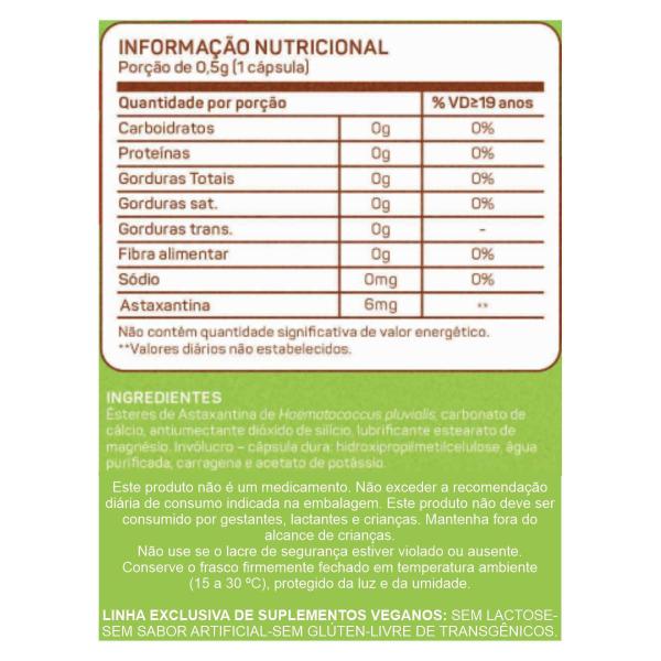 Imagem de Astaxantina 6Mg Healthy Skin Aging Vegano 60 Capsulas