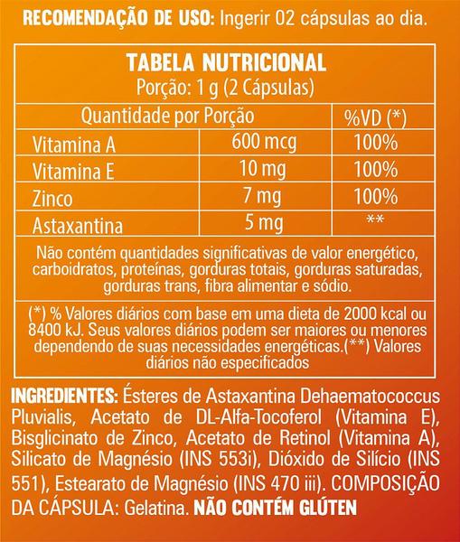 Imagem de Astaxantina (Vitamina A, E + Zinco) 500mg 60 Capsulas Flora Nativa