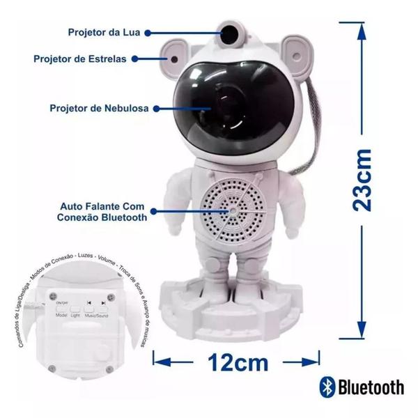 Imagem de Astronauta Luminária Bluetooth Com Projetor Estelar e Caixa de Som 110v/220v