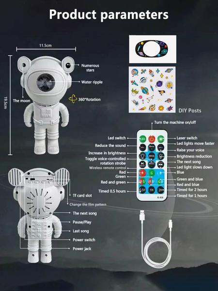 Imagem de Astronauta Projetor Night Light com Caixa de Som Bluetooth