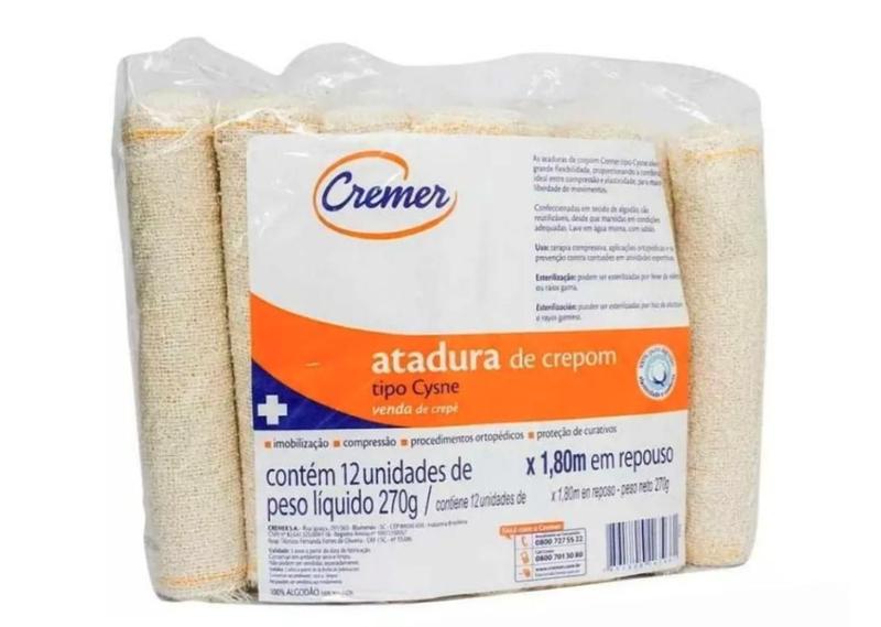 Imagem de Atadura 15Cm X 1,80m Crepom - Pct c/ 12Un Cysne - Cremer