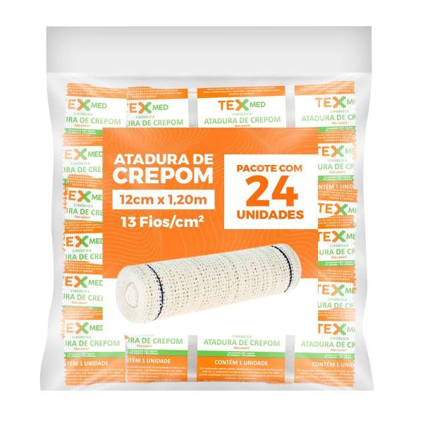 Imagem de Atadura Crepom Elástica 12cmx1.2m - Kit 24 Unidades