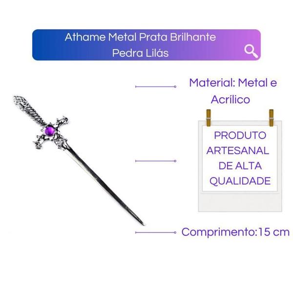 Imagem de Athame Cigana Metal Prata Brilhante 15 Cm - Selecione A Cor