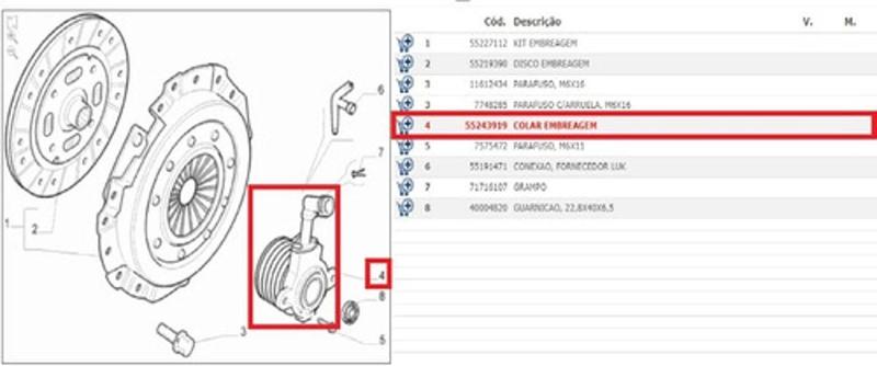 Imagem de Atuador Embreagem Fiat 1.4 16V T-Jet 55243919 Novo 55243919