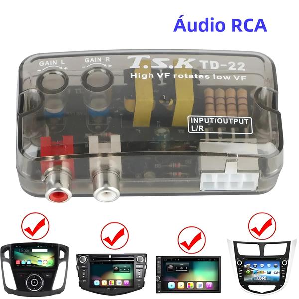 Imagem de Auto Car Audio Converter Speaker, Adaptador Nível, RCA Universal Line, 12V