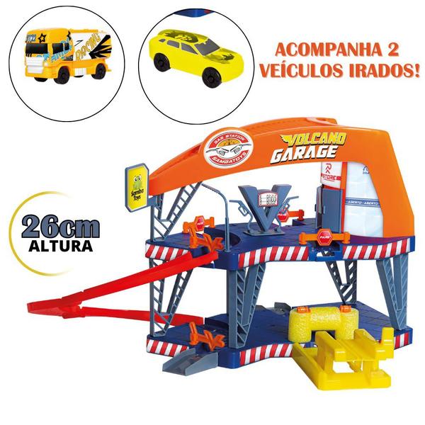 Imagem de Auto Posto Infantil Volcano Garagem 2 Andares Pista Rampa Lava Rápido Completo 