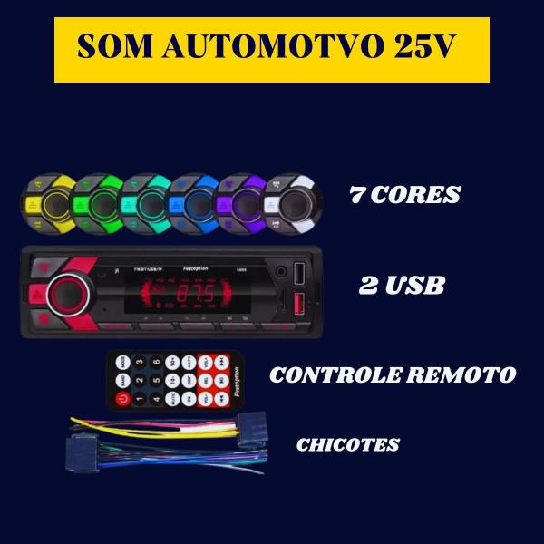 Imagem de Auto Radio Automotivo Mp3 Bluetooth 2 Usb Controle 6699 7