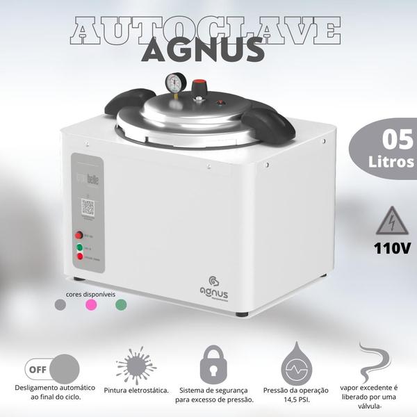 Imagem de Autoclave 5 Litros Agnus Cinza - 110V Com Anvisa