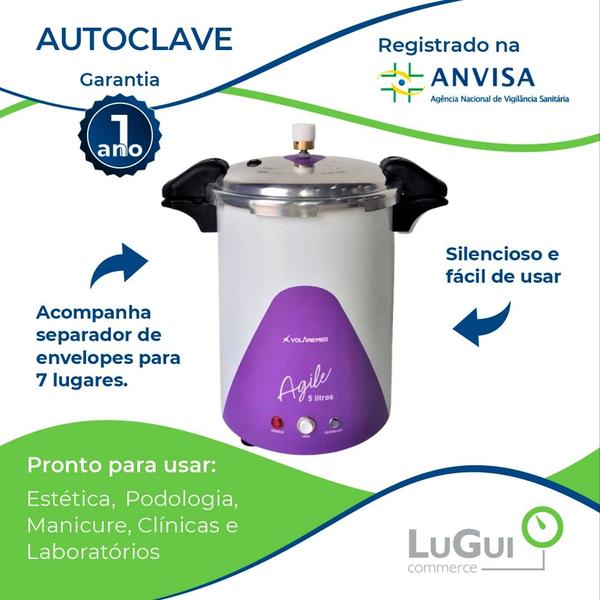 Imagem de Autoclave Vertical Analógica 05 Litros Roxa 220v Anvisa- Volaremed