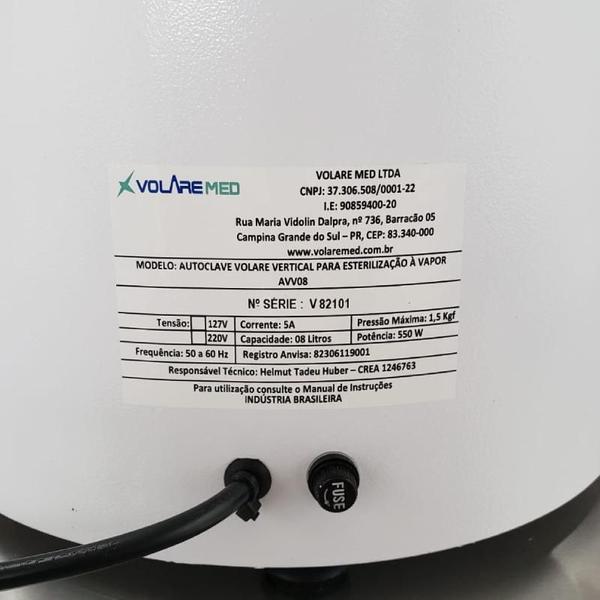 Imagem de Autoclave Vertical Analógica 8 Litros Anvisa 110v Volare Med