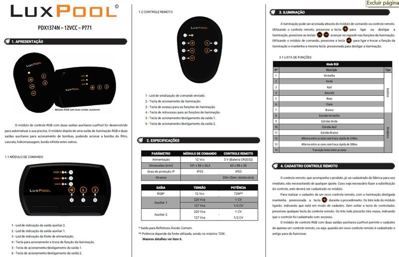 Imagem de Automação Piscina Luxpool Módulo Rgb Com 2 Saídas Auxiliares