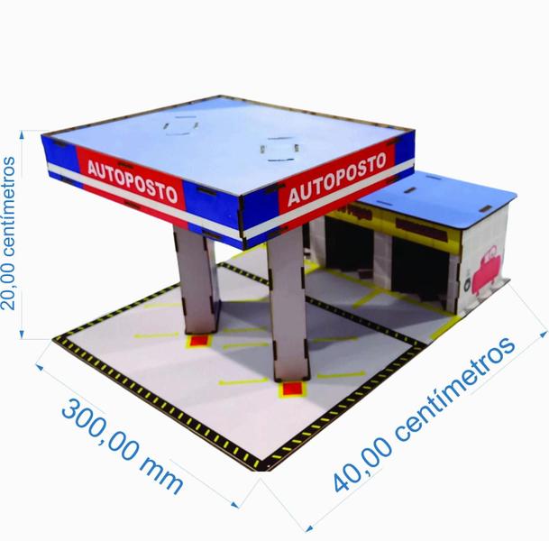 Imagem de Autoposto conveniência Borracharia combustível carros Mdf Montado