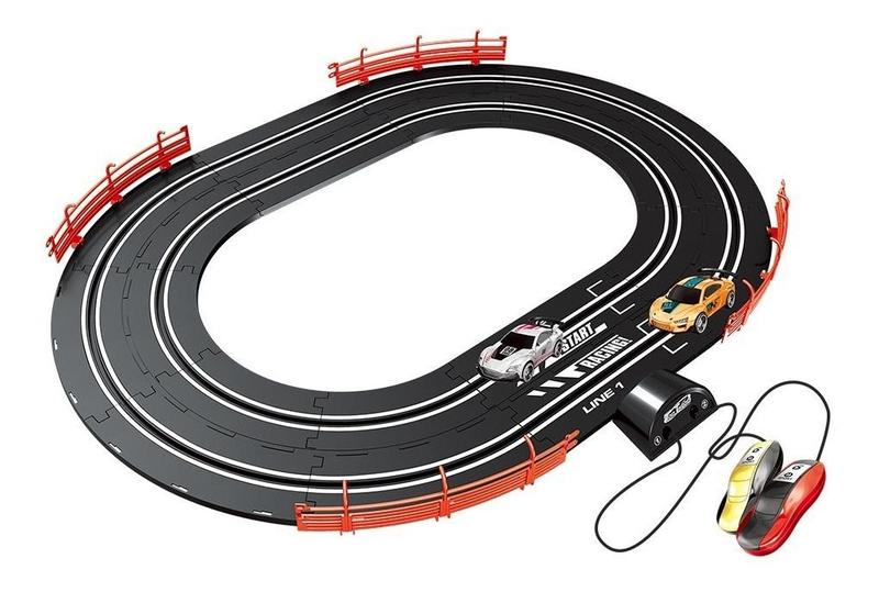 Imagem de Autorama Auto Pista Dupla Circuito Oval  2 Carros Farol Luz