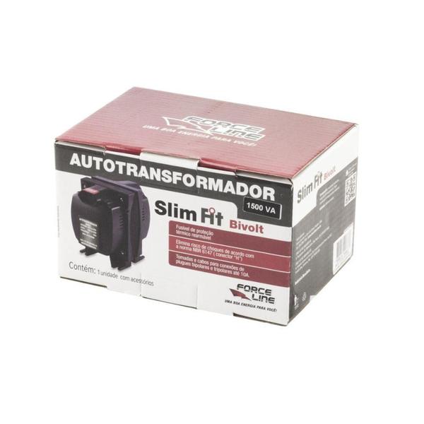 Imagem de Autotransformador Slim Fit 1500Va 10A Bivolt com Fusível Térmico Rearmável - Force Line