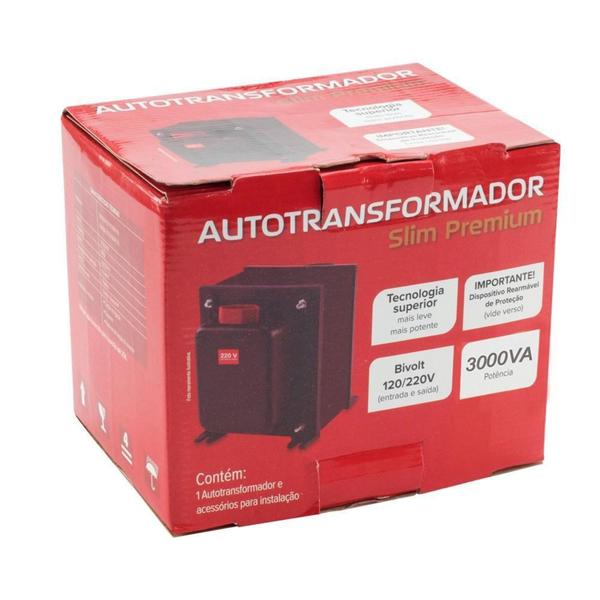 Imagem de Autotransformador Slim Premium Force Line, 3000 VA, Bivolt, Preto - 0131500010