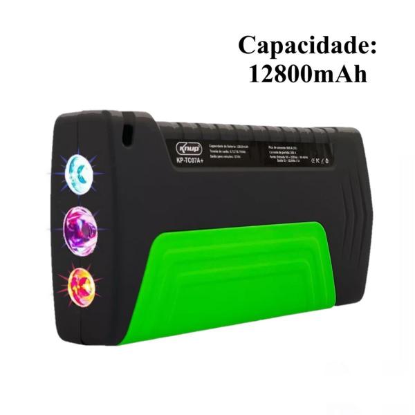 Imagem de Auxiliar De Partida Multifuncional 12800mah 12v Moto Carro Kp-tc07a+