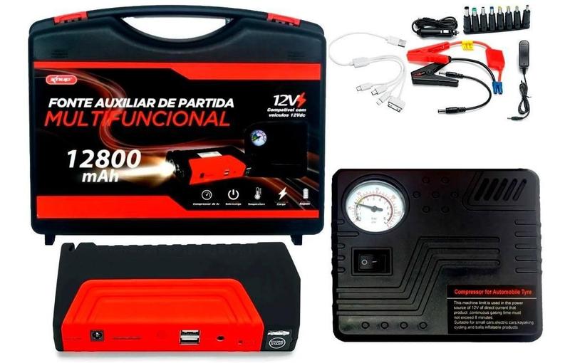 Imagem de Auxiliar Partida + Compressor 12V Carro Moto Barco Jet Ski