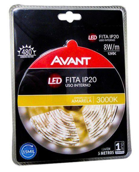 Imagem de Avant fita led ip20 8w/m 3000k 12v amarela c/ 5m - bivolt