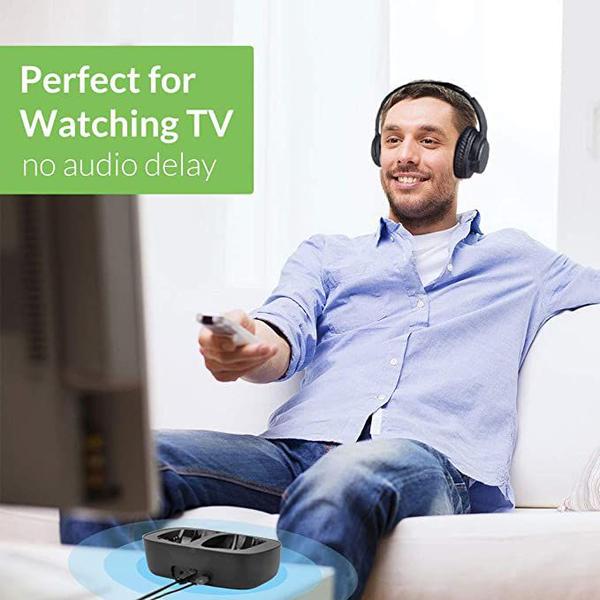 Imagem de Avantree Fones de ouvido sem fio Ensemble para assistir TV com transmissor Bluetooth e base de carregamento (Digital Opt