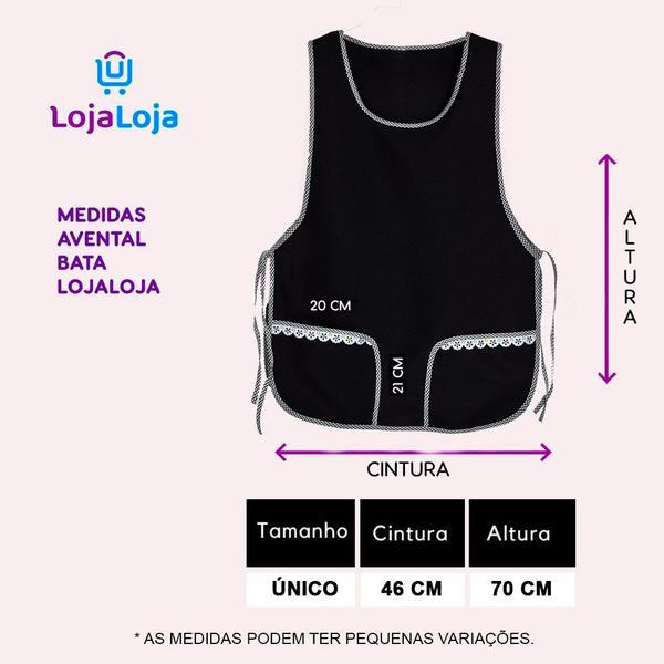 Imagem de Avental Bata Com Renda 2 Bolsos Inteiro Oxford Lojaloja