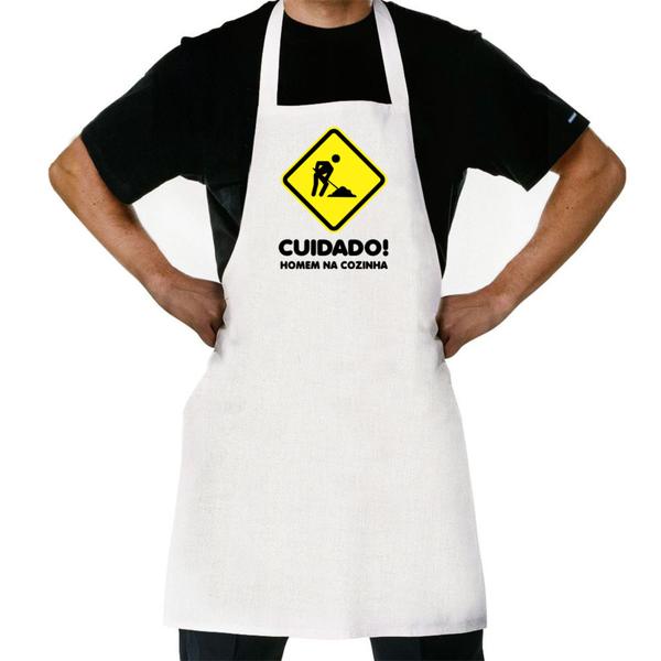 Imagem de Avental Branco Cuidado! Homem na cozinha