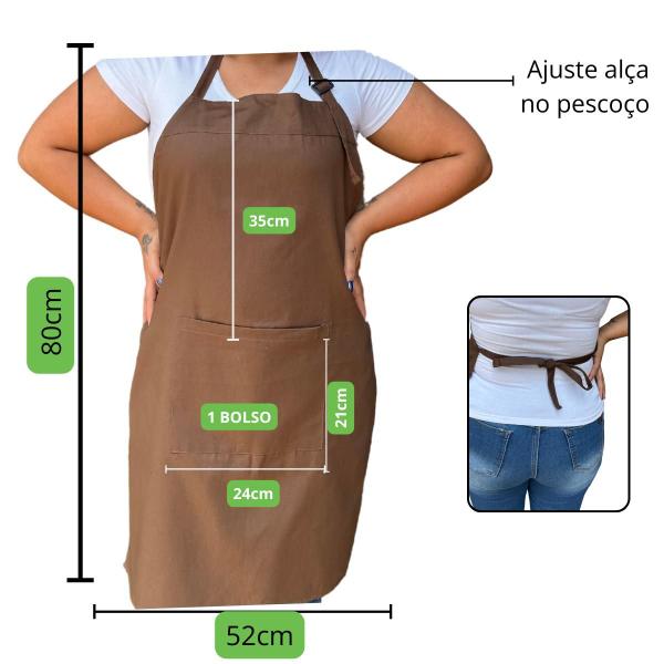 Imagem de  Avental Brim Bolso Ajustador De Altura Uniforme Food