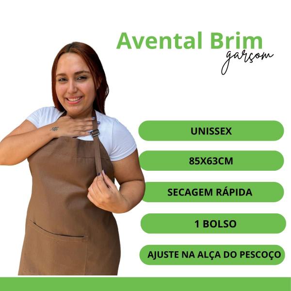 Imagem de  Avental Brim Bolso Ajustador De Altura Uniforme Food