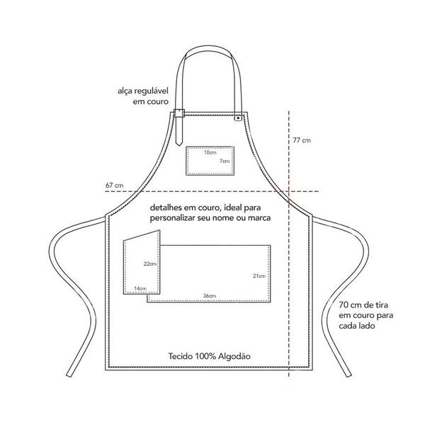 Imagem de Avental Caramelo Mostarda Couro Preto Cafeteria Barbearia 2un