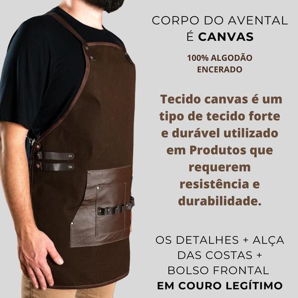 Imagem de Avental Churrasco Masculino Lona Couro Avental Churrasqueiro