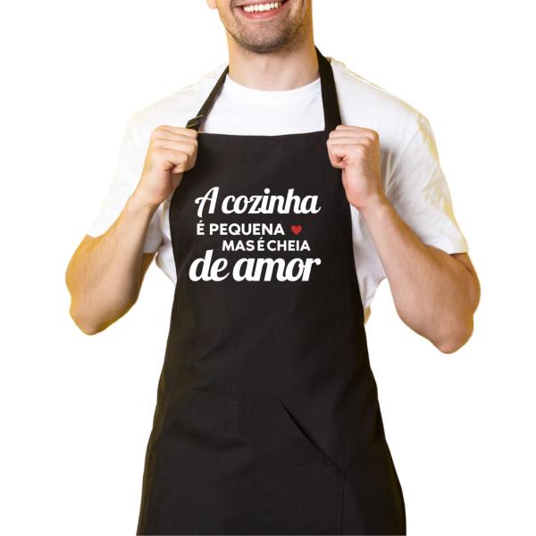 Imagem de Avental De Cozinha Churrasqueiro Preto Cozinha Cheia De Amor