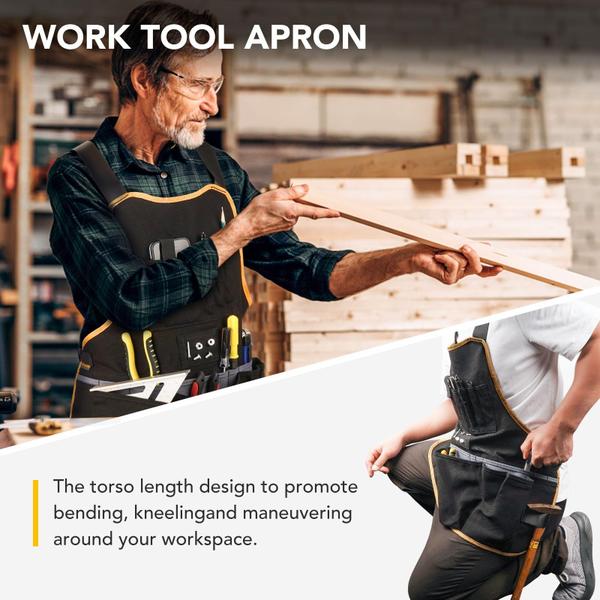 Avental de ferramentas de trabalho BRITEREE, comprimento do torso, com 21 bolsos para ferramentas Imagem de Avental de ferramentas de trabalho BRITEREE, comprimento do torso, com 21 bolsos para ferramentas
