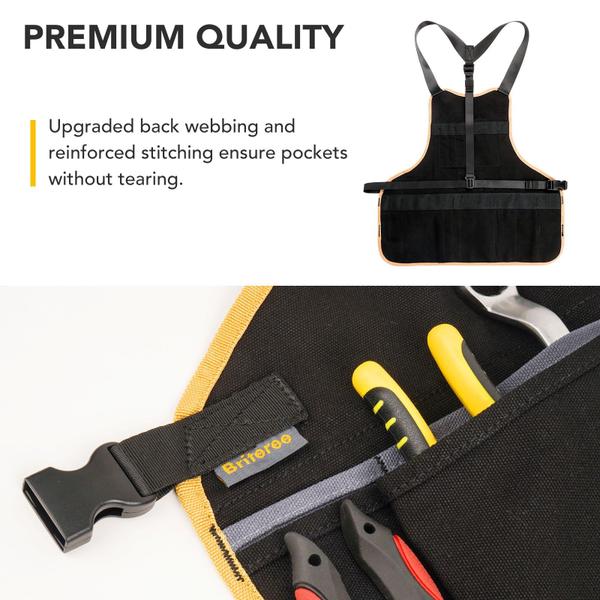 Avental de ferramentas de trabalho BRITEREE, comprimento do torso, com 21 bolsos para ferramentas Imagem de Avental de ferramentas de trabalho BRITEREE, comprimento do torso, com 21 bolsos para ferramentas