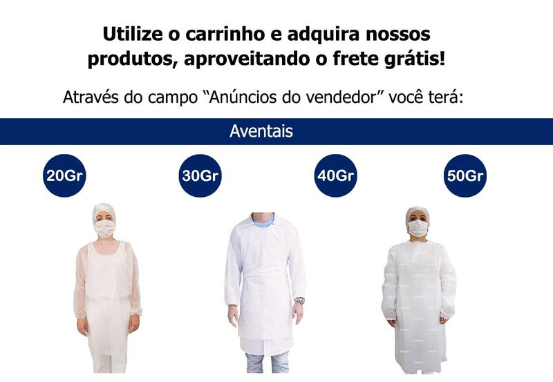 Avental Descartável Tnt C/ Manga Longa 50gr - Kit 100 Unid - R3A MEDICAL Imagem de Avental Descartável Tnt C/ Manga Longa 50gr - Kit 100 Unid