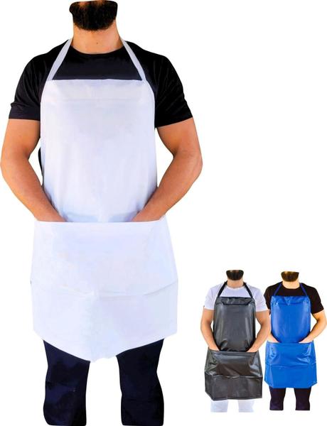 Imagem de Avental Impermeável bolso churrasqueiro garçom chef cozinha churrasco barbearia açougueiro limpeza barbeiro manicure pedicure peixaria pvc frigorífico