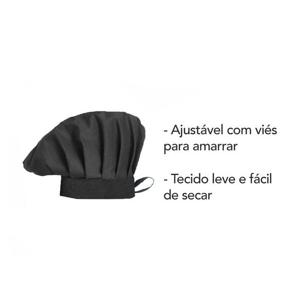 Imagem de Avental Jeans e Chapeu de Cozinheiro Vermelho Kit Chef Cozinha