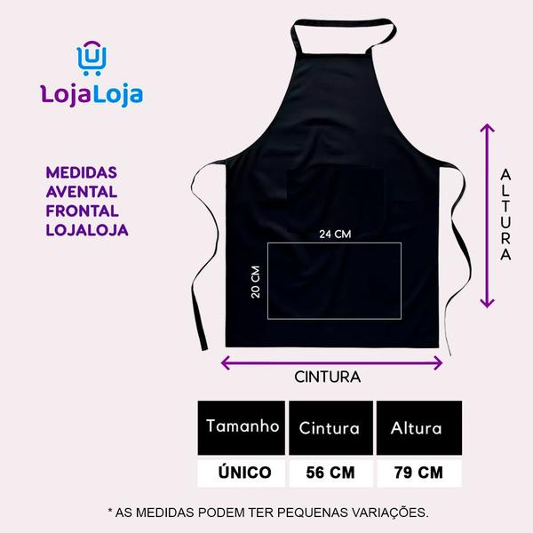 Imagem de Avental Preto Frontal Oxford Com Bolso Grande Liso Lojaloja