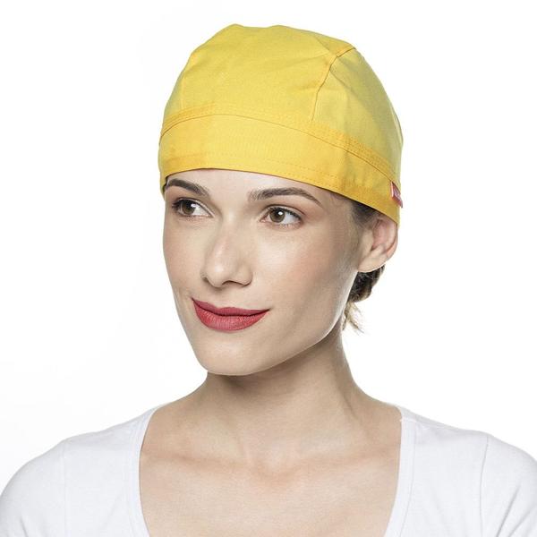 Avental profissional de Algodão cor Marrom e Bandana amarela - Utensilios do Chef Imagem de Avental profissional de Algodão cor Marrom e Bandana amarela