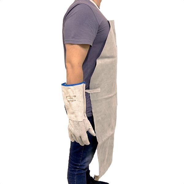 Avental Raspa Couro Soldador S/ Emenda + 1 Par De Luvas Epi - MIK Imagem de Avental Raspa Couro Soldador S/ Emenda + 1 Par De Luvas Epi